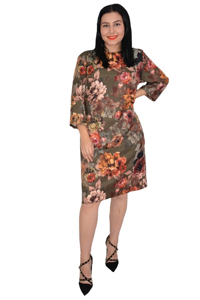 Costum de ocazie, cu fusta lunga, sacou si top , D&J Exclusive, Kaki