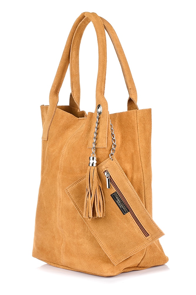 Geanta din piele, Vera Pelle, caramel, A4, cu plic L82