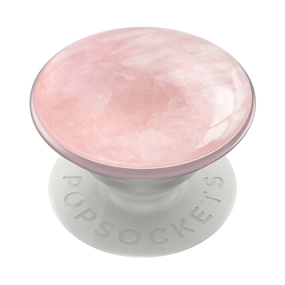 Suport universal de telefon si tableta PopSockets, PopGrip Luxe Genuine Rose Quartz , fabricat din quartz natural