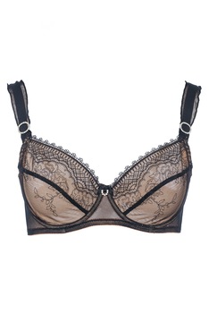Sutien fara burete, din dantela, cu bretele elegante din voal, Intimamoda 5420, Negru Sutien fara burete, din dantela, cu bretele elegante din voal, Intimamoda 5420, Negru