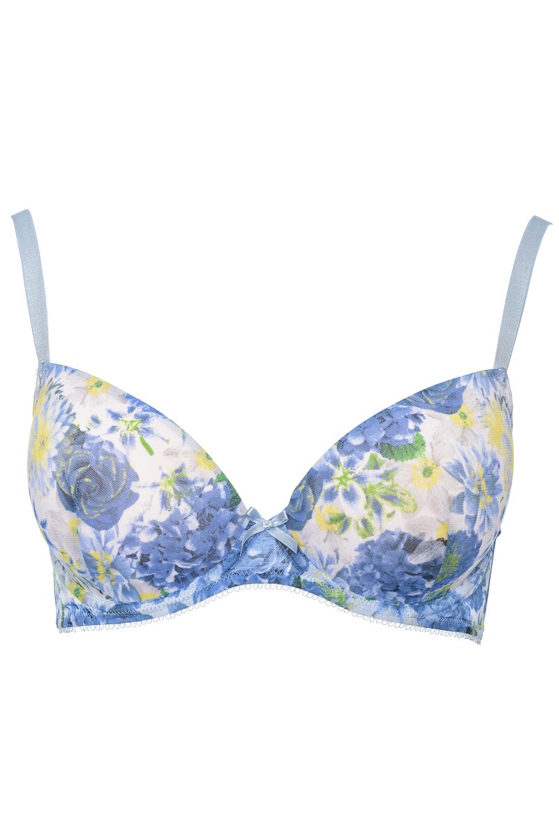 Sutien cu burete subtire, model floral, Intimamoda 5122, Albastru