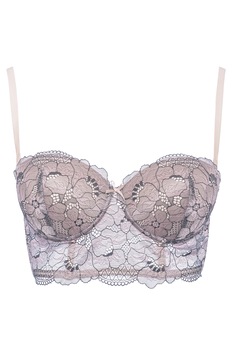 Sutien tip corset, Balconette din dantela, Intimamoda 6424 Fabiana, Gri/Roz pal Sutien tip corset, Balconette din dantela, Intimamoda 6424 Fabiana, Gri/Roz pal