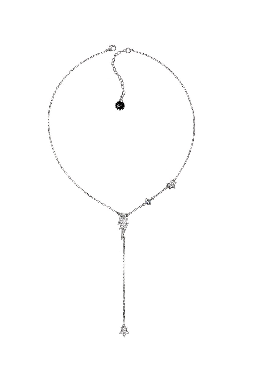 Karl Lagerfeld, Colier drop decorat cu cristale , Argintiu