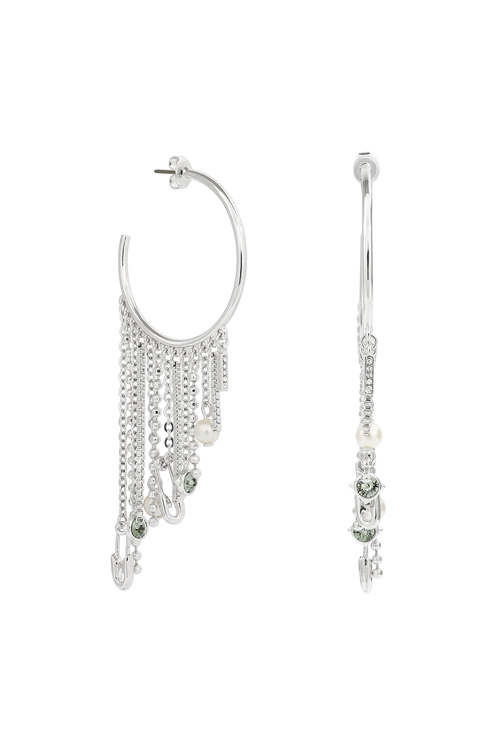 Karl Lagerfeld, Cercei rotunzi placati cu rodiu, decorati cu cristale®, Argintiu