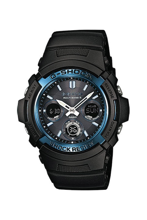 Casio, Цифров часовник с гумена каишка, Черен / Син