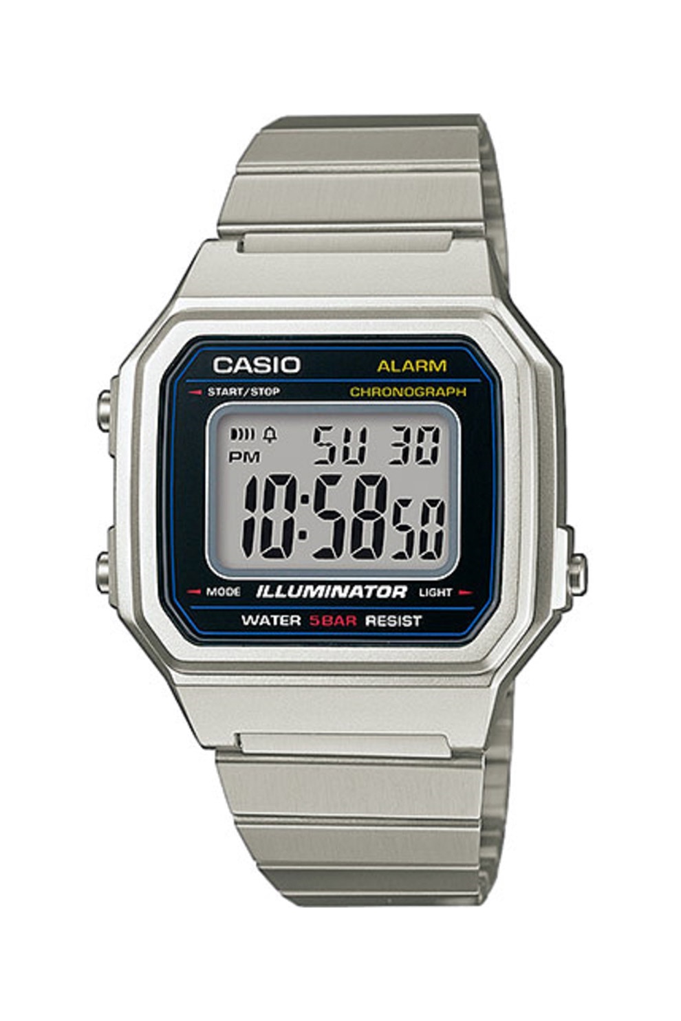 Casio, Ceas digital cronograf unisex, Argintiu