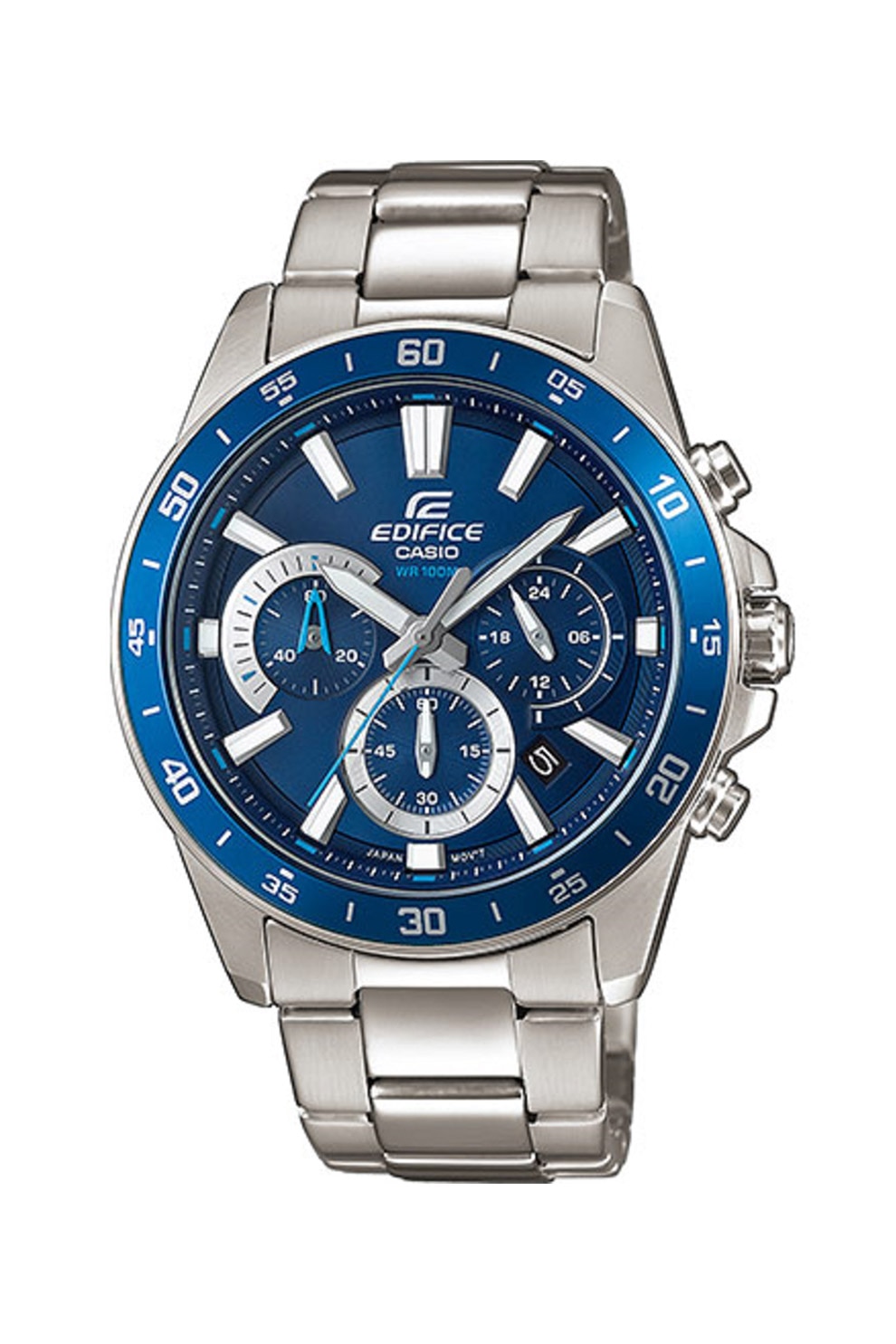 Casio, Ceas quartz cu functii multiple, Argintiu/Albastru