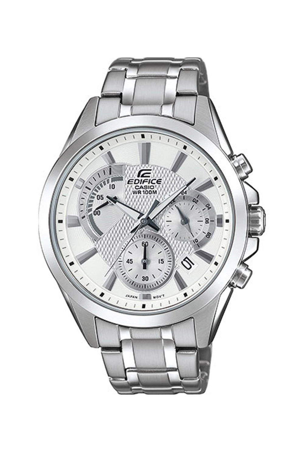 Casio, Ceas cronograf cu bratara din otel inoxidabil, Argintiu