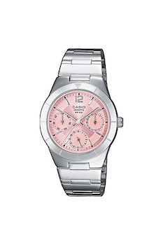 Casio - Мултифункционален часовник с метална верижка, Сребрист/Розов