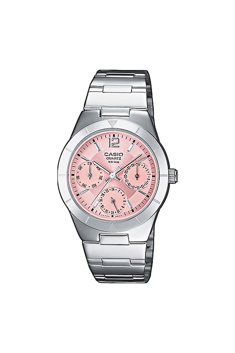 Casio, Мултифункционален часовник с метална верижка, Сребрист/Розов