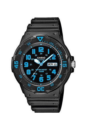 Casio, Часовник с каишка от смола, Черен / Син - eMAG.bg