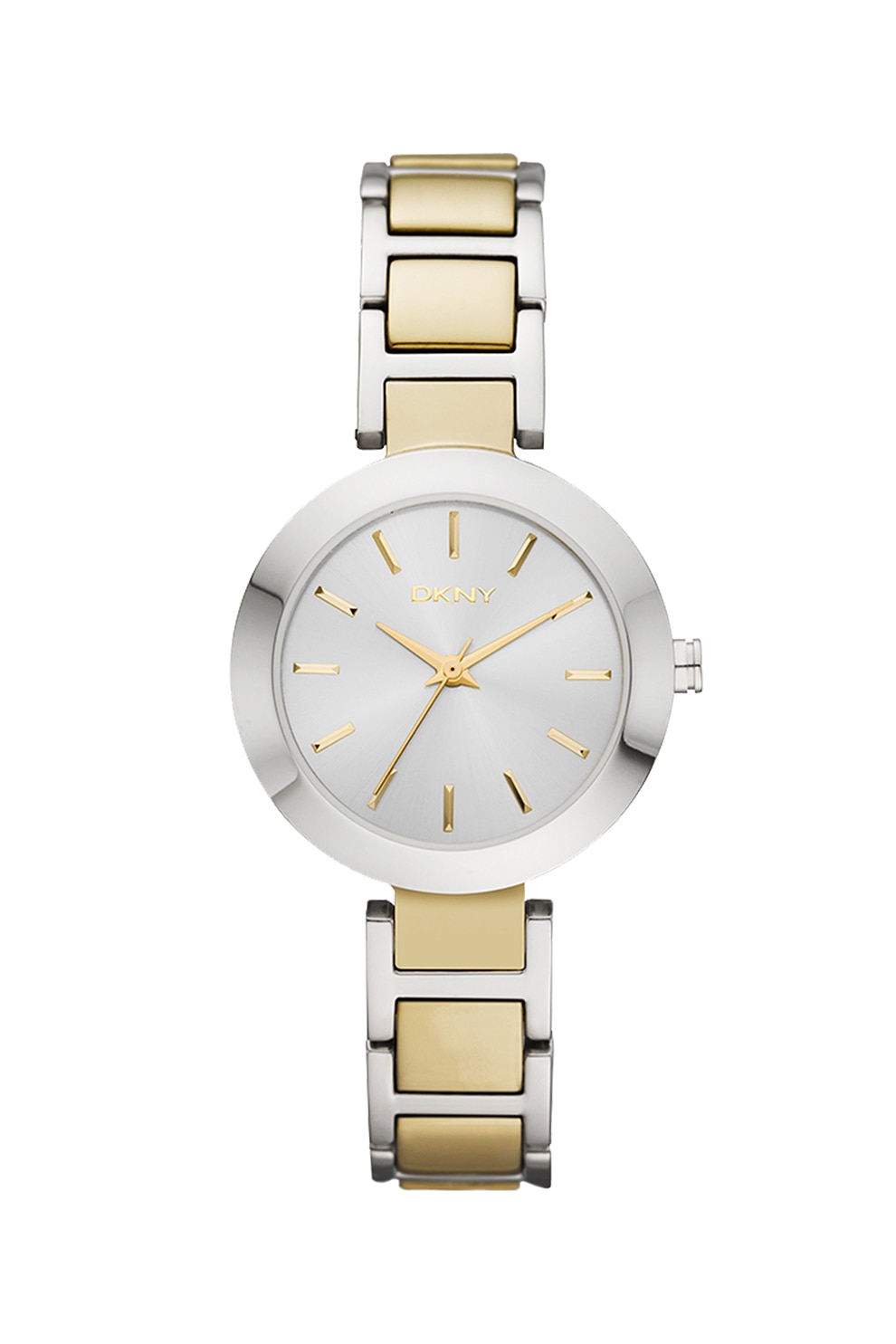 DKNY, Ceas rotund cu bratara metalica, Argintiu/Auriu