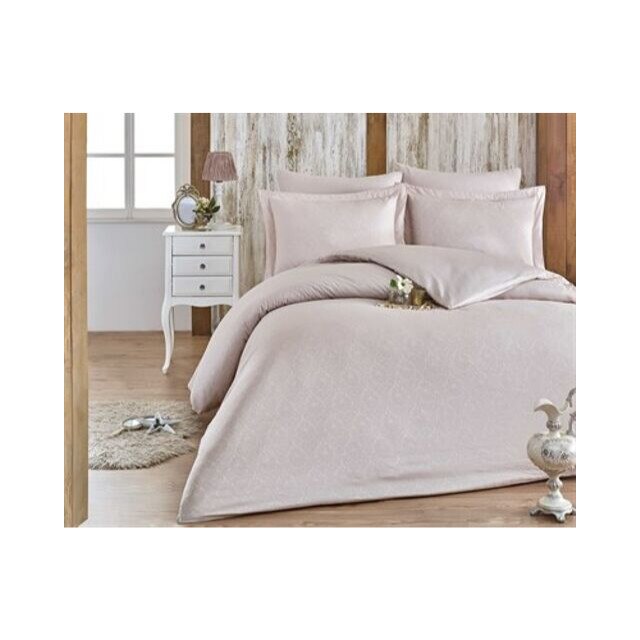 Lenjerie de pat bumbac DELUX DAMASK TAS STONE by Hobby Collection, lenjerie pat dublu, 6 piese, marime 200x220, 4 fete perna, 100% bumbac