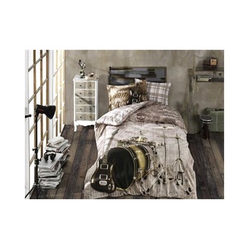 Lenjerie de pat bumbac ROCK MUSIC MARO by Hobby Collection, lenjerie pat single, 3 piese, marime 160x220/50x70, 100% bumbac Lenjerie de pat bumbac ROCK MUSIC MARO by Hobby Collection, lenjerie pat single, 3 piese, marime 160x220/50x70, 100% bumbac