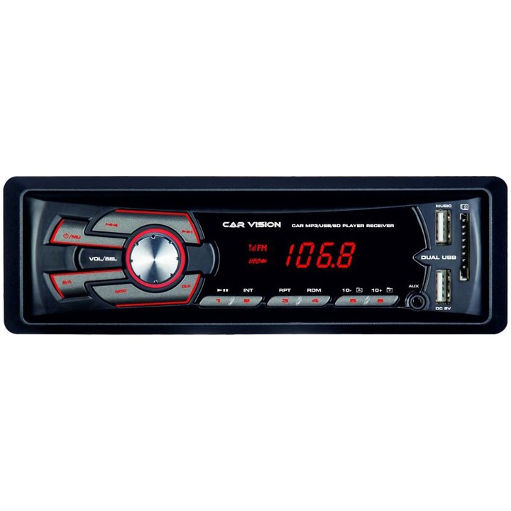 Radio MP3 Player auto Car Vision, RU-002BT, Bluetooth, USB, SD, Aux In, Telecomanda, 4x45W, iesire RCA, port USB pentru incarcare dispozitive mobile, iluminare variabila 3 culori