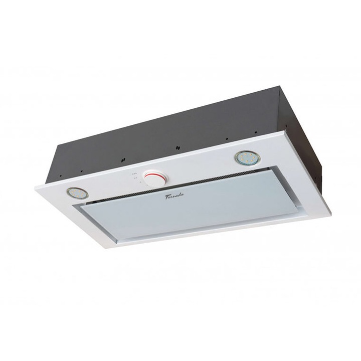 Вграден абсорбатор Tornado Modul Glass 750 (60), 1 мотор, ширина 60 см, 3 скорости, абсорбция 750 м3/час, бял