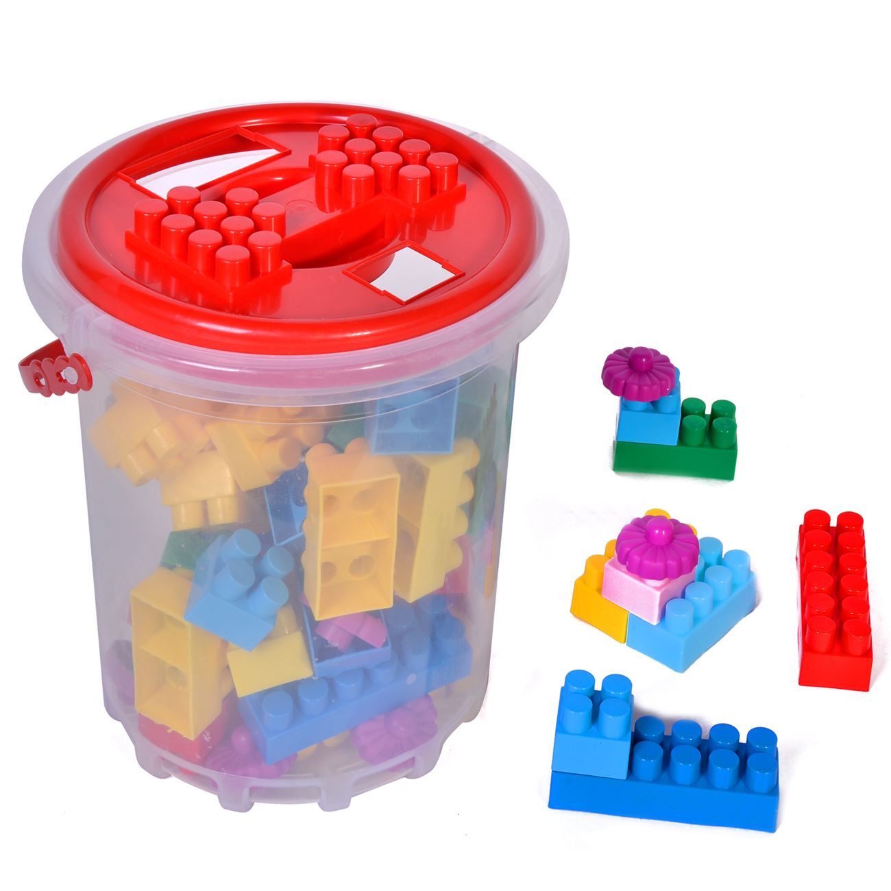 Set de construit, Zola®, pentru copii, galeata cu 48 de piese multicolore, din plastic