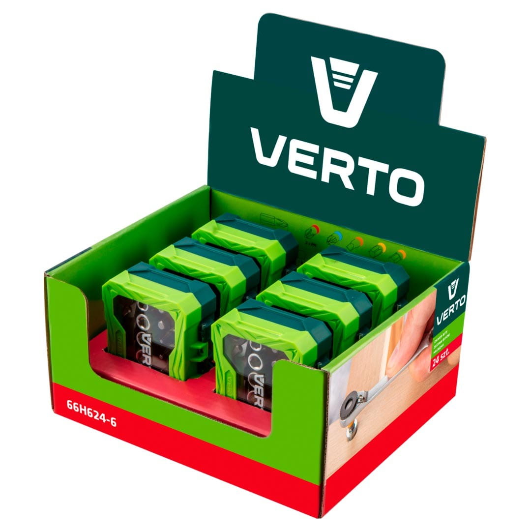 Set capete de biti si prize Verto, 66H624-6, 6 cutii x 24 de piese