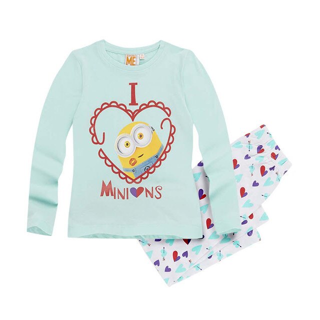 Pijama cu maneca lunga Minions alb/albastru aruba, 128 cm, 8 ani