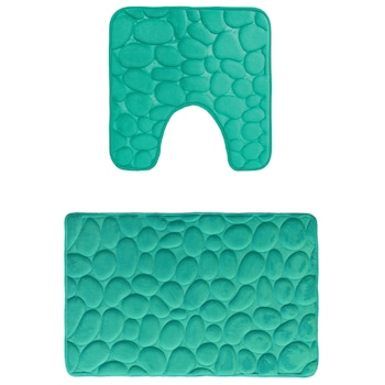 Set 2 covorase baie Kring, memory foam, 100% poliester, 50x80 cm si 50x48 cm, Turcoaz Set 2 covorase baie Kring, memory foam, 100% poliester, 50x80 cm si 50x48 cm, Turcoaz