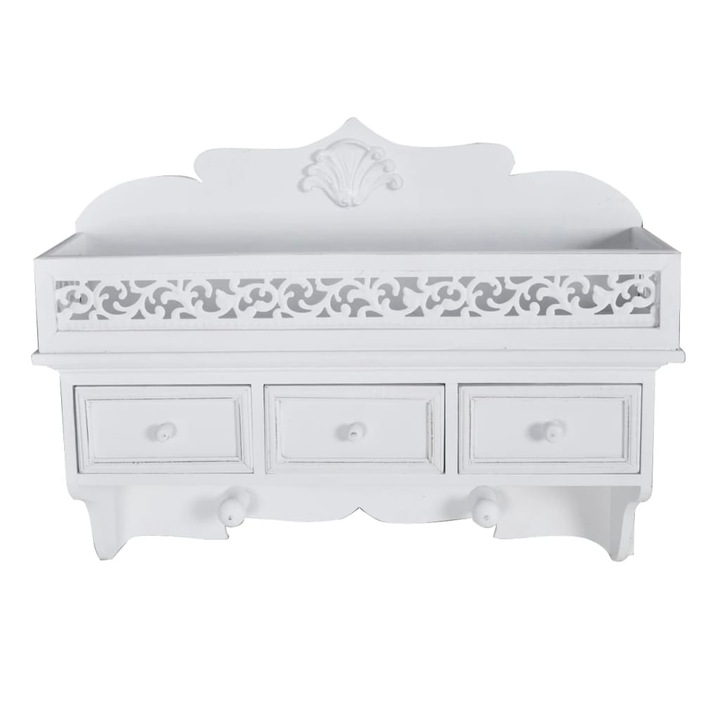 Raft/Cuier de perete vidaXL, cu 3 sertare si 2 carlige 3.6 kg