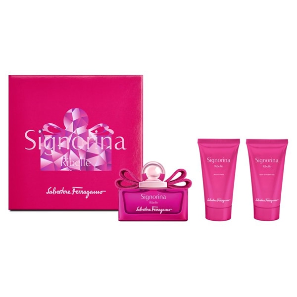 Set Salvatore Ferragamo, Signorina Ribelle, Femei: Apa de Parfum, 50 ml + Lotiune de corp, 50 ml + Gel de dus, 50 ml