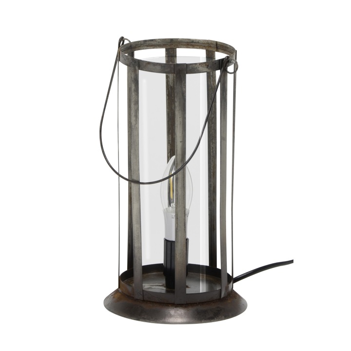 Veioza de masa Lumos, lanterna rotunda, metal si sticla