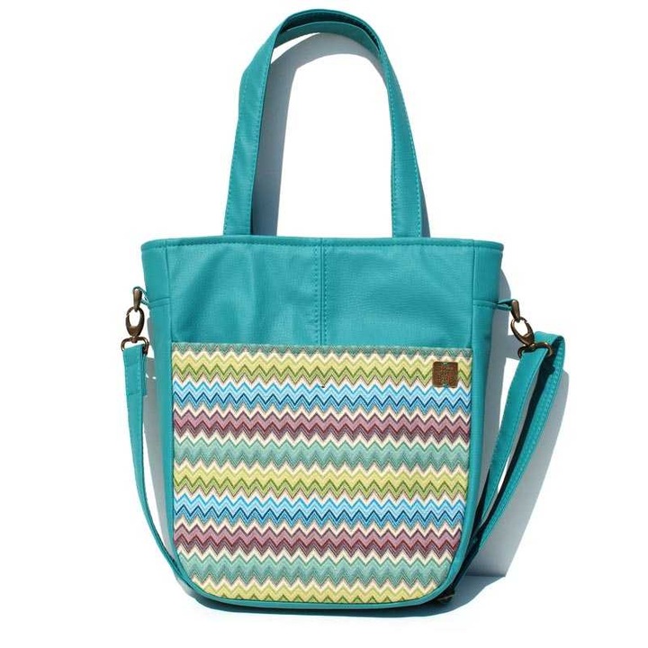 SuziartBag kenguru női táska, türkiz apró cakkos