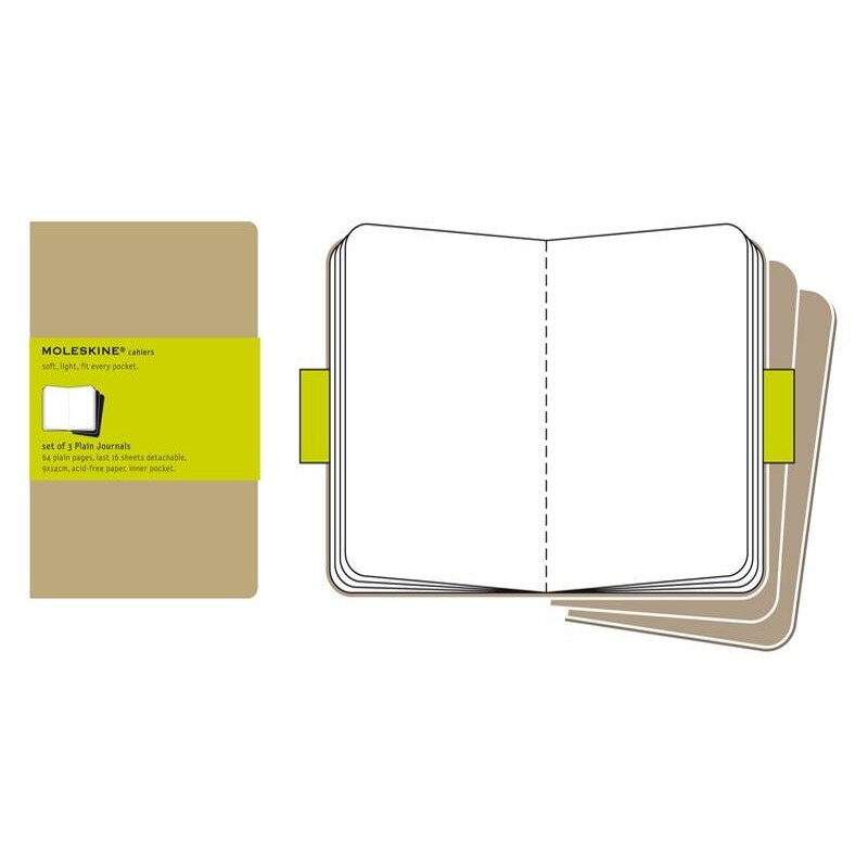 Moleskine Set of 3 Plain Cahier Journals - Kraft - Pocket