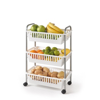 Etajera mobila cu 3 cosuri albe, 41x26x63 cm Etajera mobila cu 3 cosuri albe, 41x26x63 cm