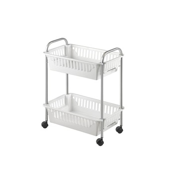 Etajera mobila cu 2 cosuri albe, 41x26x52 cm Etajera mobila cu 2 cosuri albe, 41x26x52 cm