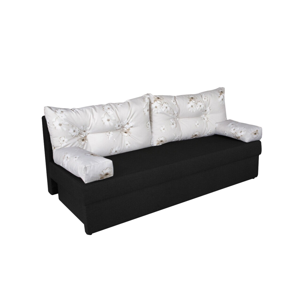 Canapea extensibila Alfi Antracite 192x80x77 cm cu lada de depozitare, Daisies Flower