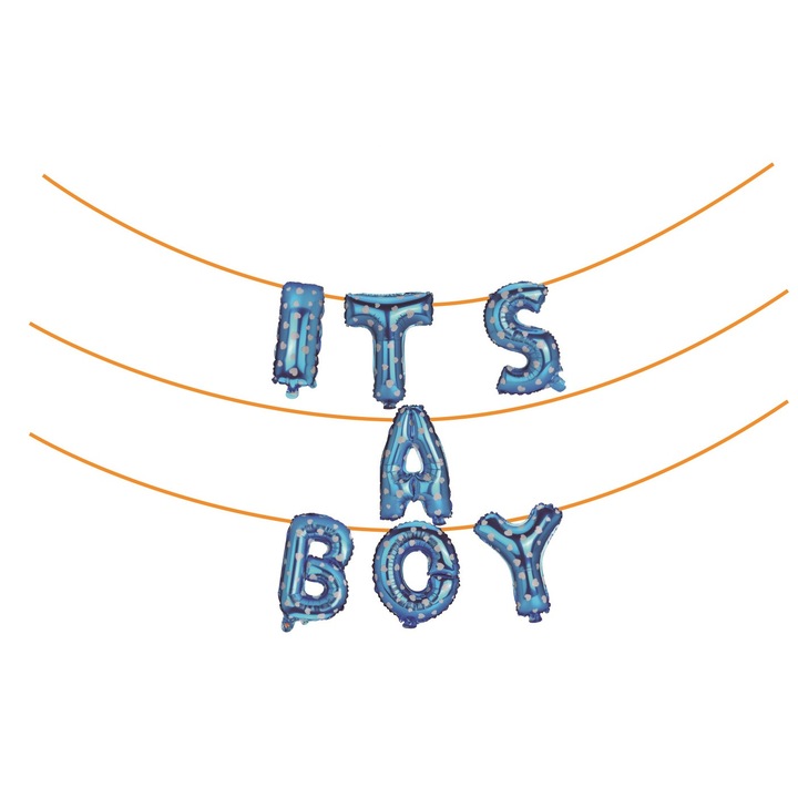 Сини балони от фолио металик, Mirific Party, "It's a boy", 6 mx 45 cm, Blue