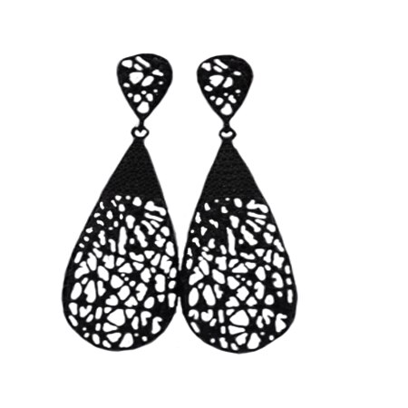 Cercei lungi, in forma de lacrima, D&J Exclusive, negru