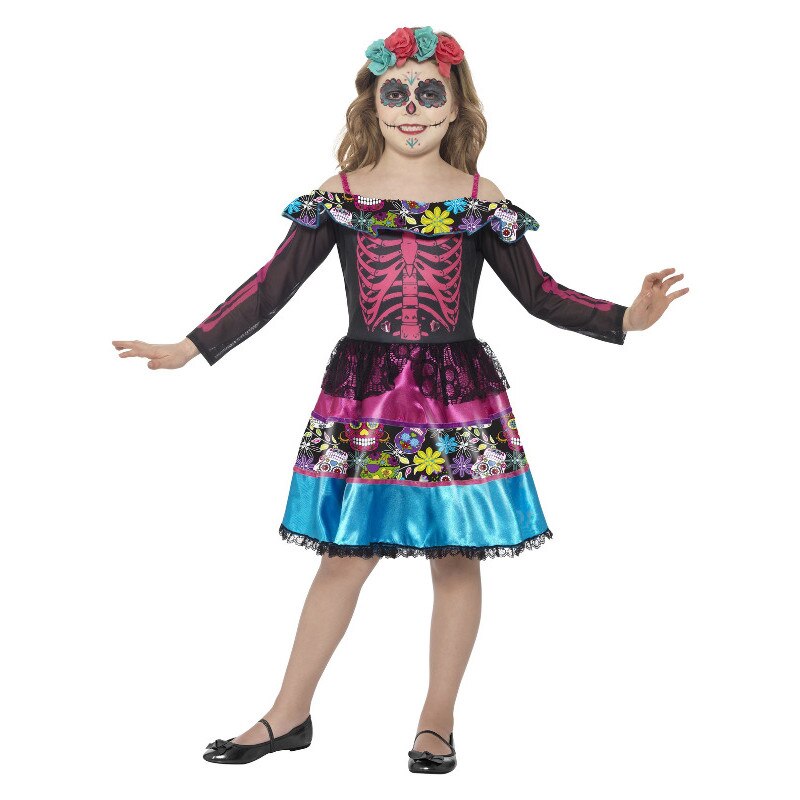 Costum multicolor schelet Day of the Dead 4-6 ani BRUNO