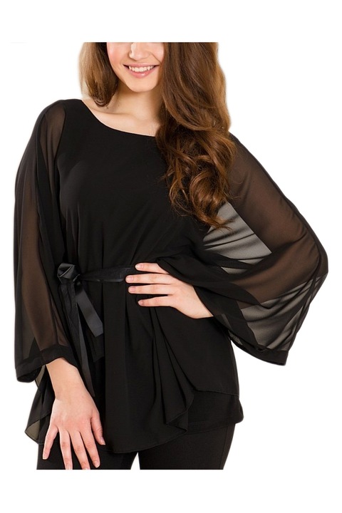 Туника със сатенен колан, Евиза, черна, размер M