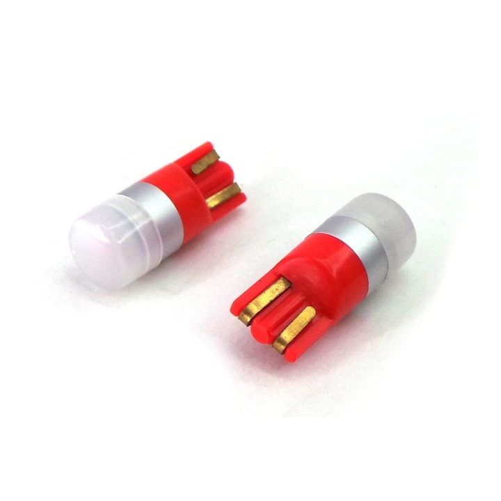 2 db T10, W5W LED izzó, 12V, CANBUS, 190lm, piros