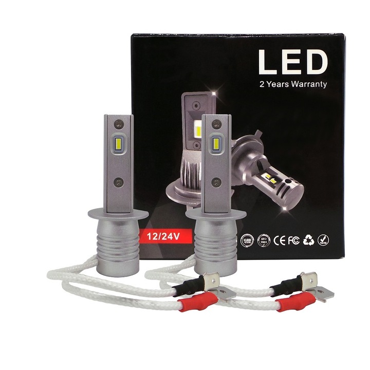 LED-izzók H1, készlet - 2 db, 9-30V, CSP, Canbus, 2x 4000lm