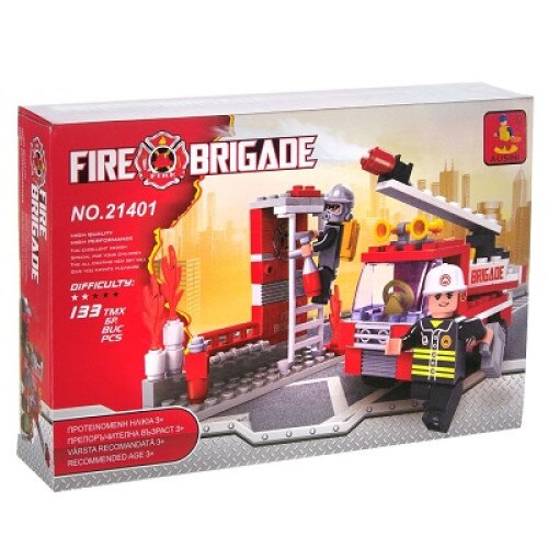 Set de constructie Fire Station, Ausini, 133 piese
