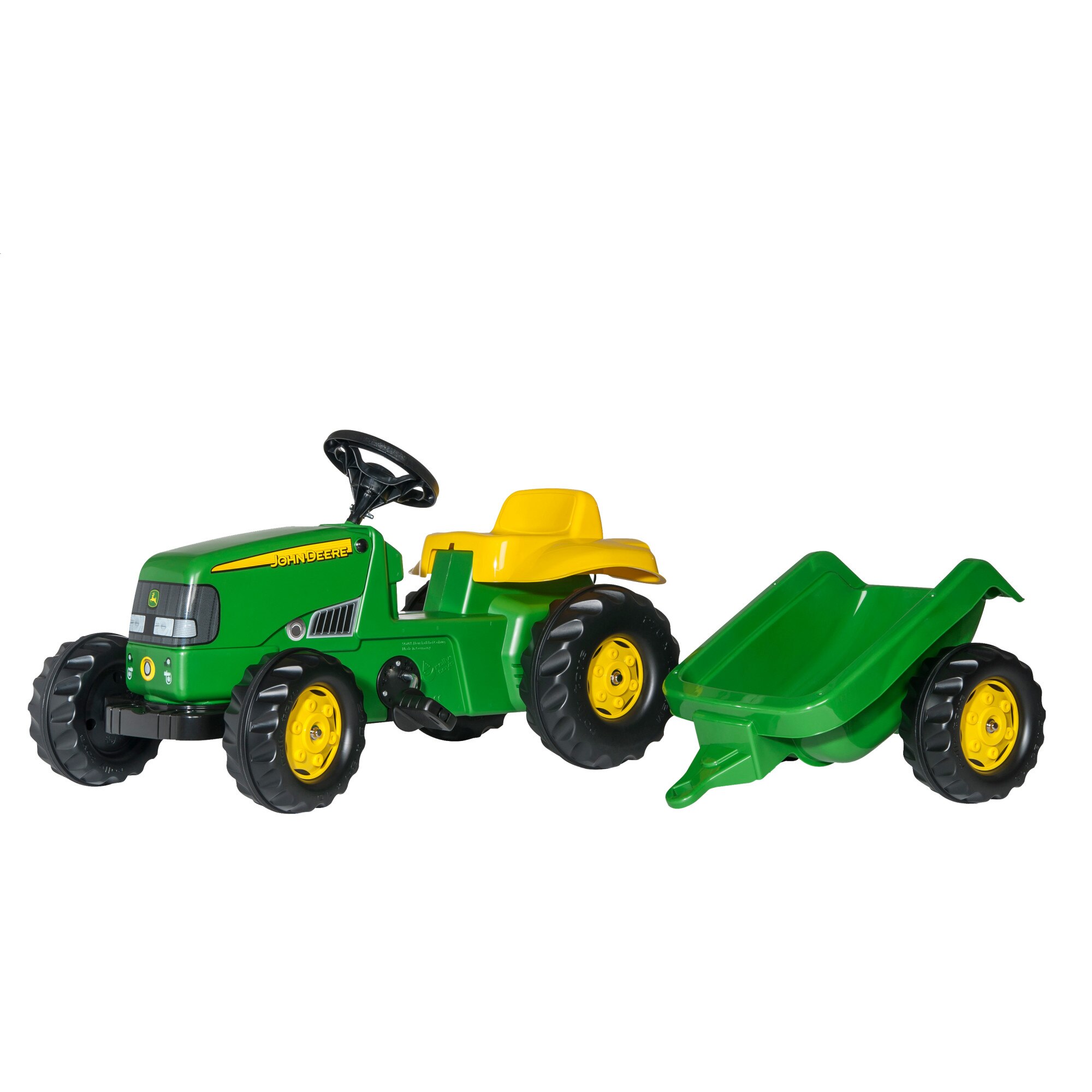 Tractor John Deere Verde Rolly Toys cu pedale si remorca