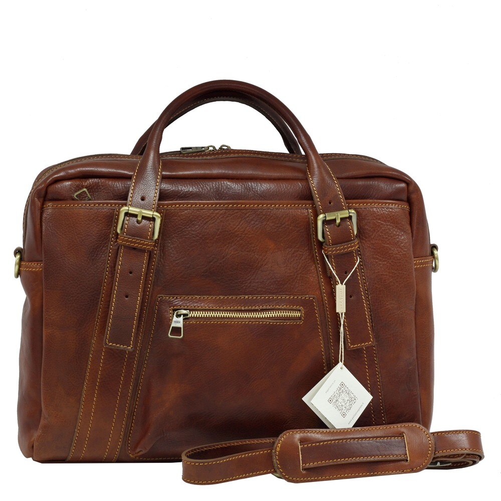 Geanta casual port laptop, din piele naturala vachetta „superior” N4427A cognac