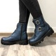 Ghete dama cu catarame si talpa groasa din piele naturala Mateo Shoes, Albastru