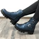 Ghete dama cu catarame si talpa groasa din piele naturala Mateo Shoes, Albastru