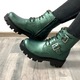 Ghete dama cu catarame si talpa groasa din piele naturala Mateo Shoes, Verde