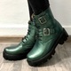 Ghete dama cu catarame si talpa groasa din piele naturala Mateo Shoes, Verde