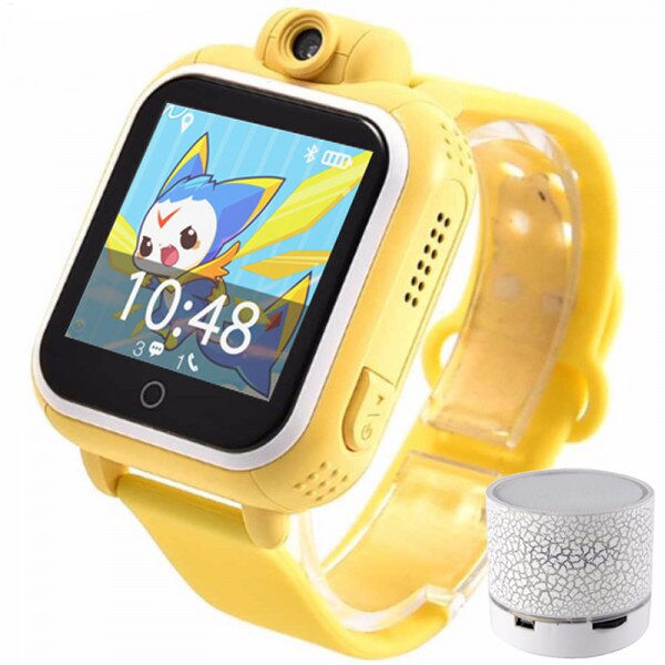 Ceas GPS Copii, iUni Kid730, 3G, DIGI Mobil, Touchscreen, GPS, LBS, Wi-Fi, Camera, buton SOS, Galben + Boxa Cadou