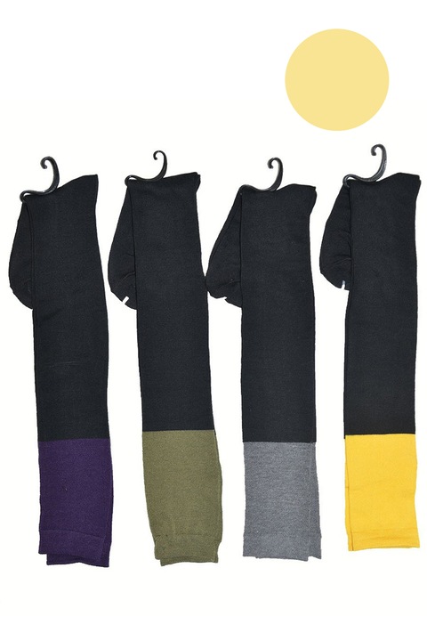 7/8 Дамски памучни чорапи Magibel, Черен/Жълт, One Size