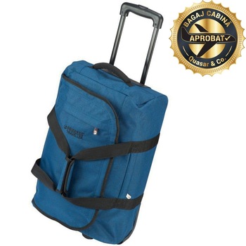 Troler cabina avion, textil, Princess Traveller by Quasar&Co., cu buzunare frontal si lateral, 55 x 35 x 20 cm, albastru Troler cabina avion, textil, Princess Traveller by Quasar&Co., cu buzunare frontal si lateral, 55 x 35 x 20 cm, albastru