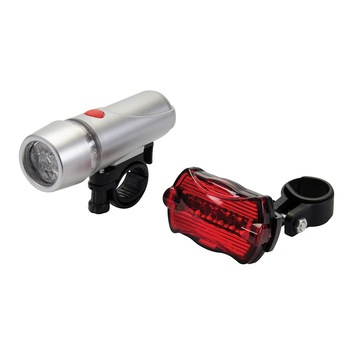 Set 2 lanterne bicicleta, fata/spate, LED, Silverline Set 2 lanterne bicicleta, fata/spate, LED, Silverline