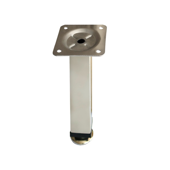 Picior mobilier, metalic, reglabil, finisaj crom mat, 150mm inaltime, laturi 25mm x 25mm, set 80 buc